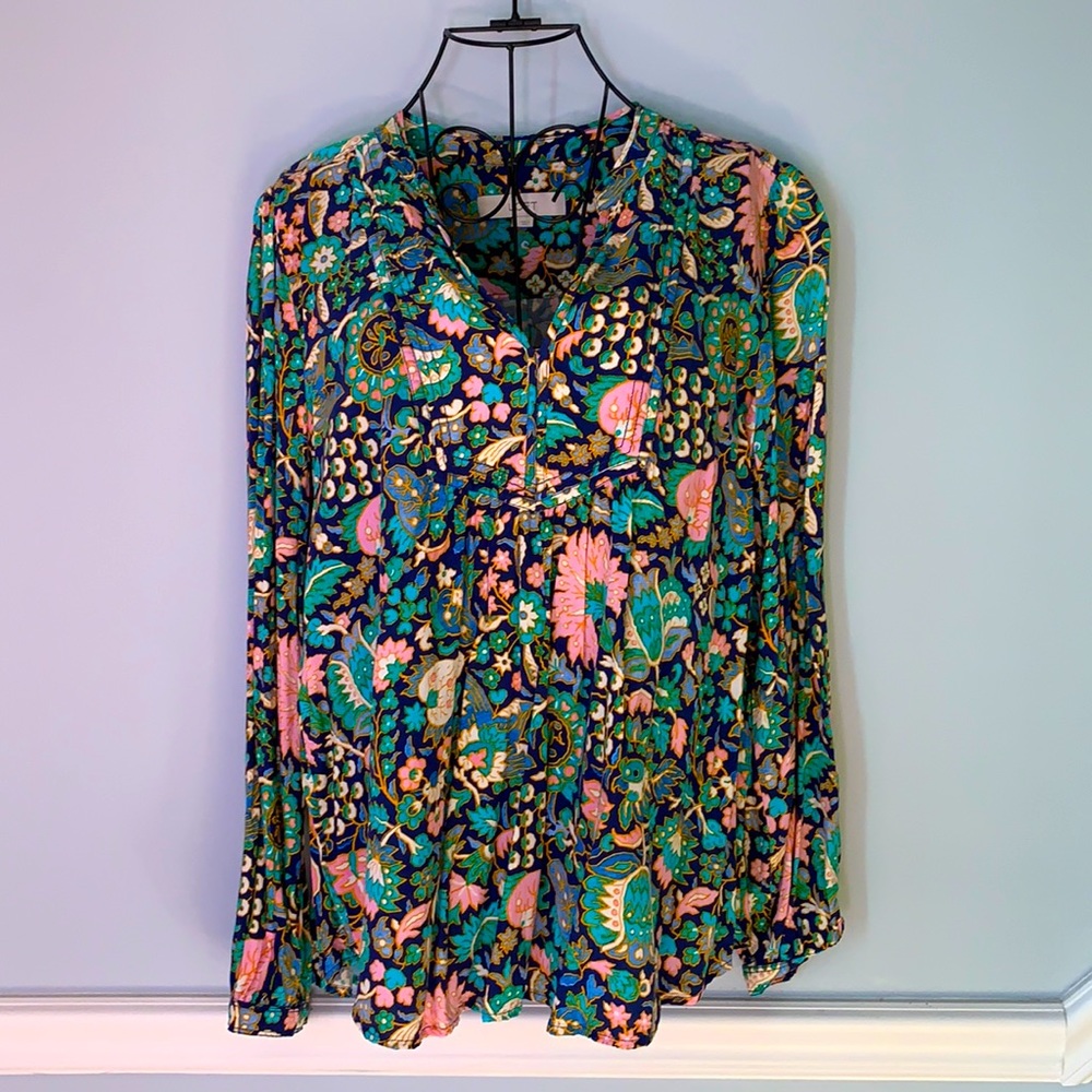 LOFT botanical print shirt size L